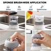 Dispensing Palm Scrub Brush Drip Tray Lazy Dish-Washing Scrub with Soap Dispenser Non-Stick Oil Kitchen Cleaning with Holde