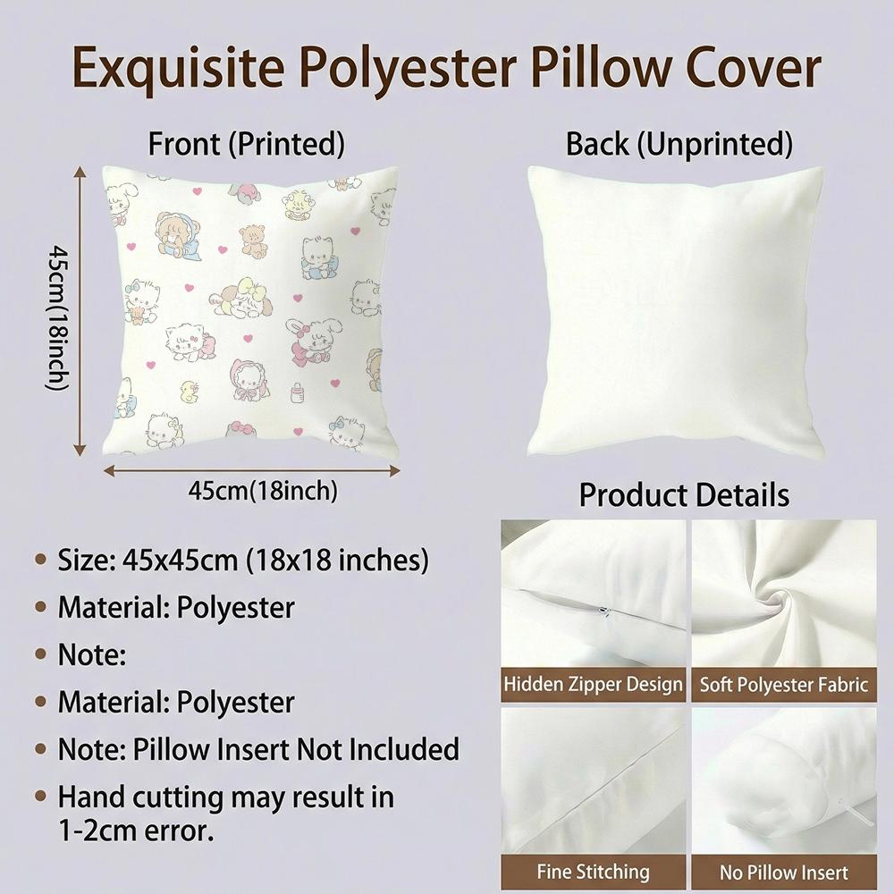 Cute Mikko Cushion Cover Cushion Cover Set 4Pcs 50X50 45X45 40X40 Pillowcase Decorative Sofa Home Decor
