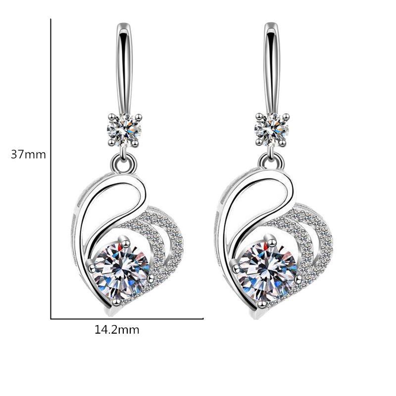 Popular red diamond love medium and long earrings pendant heart-shaped earrings women's Korean version of exquisite jewelry