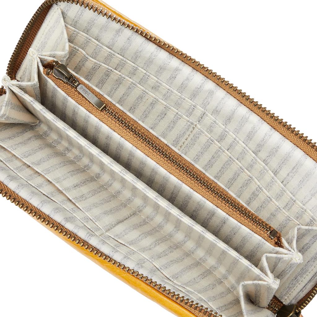 Moz Elk Leather Long Wallet with Genuine Cowhide for Men and 86181 Zip-Around Design, Leather, Women, No. (Camel)
