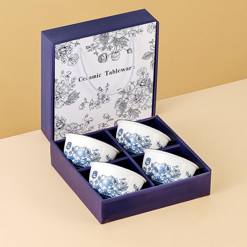 Ru Han Keramik Blaue Rosen Schüssel Set