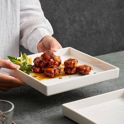 Kwadratowy talerz talerz na warzywa lekki luksus wysokie poczucie charakterystyczny dania zachodnie stek biała porcelana zastawa hotelowa