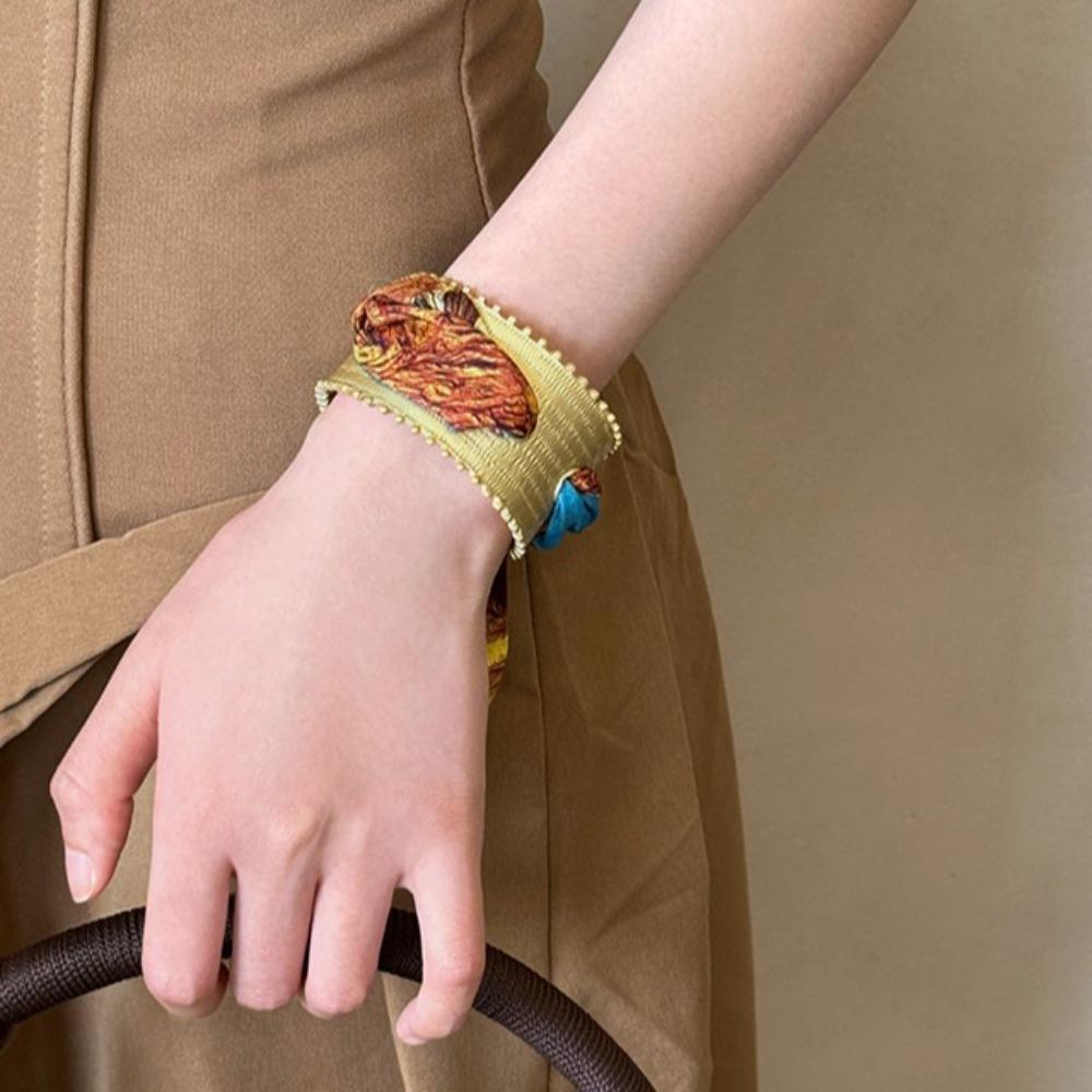 Lace Up Scarf Opening Bangles Hand Ring Bohemian Bangles Handkerchief Bracelets Girls Couple Gift