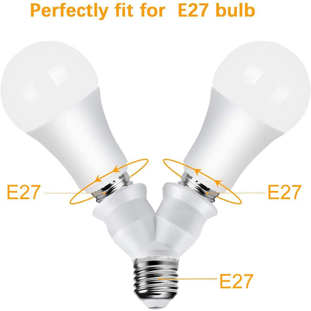 E27 Lamp Head Changed From Two Lamp Holders White Fireproof Light Base Lamp Socket Bulb Holder R2Q1