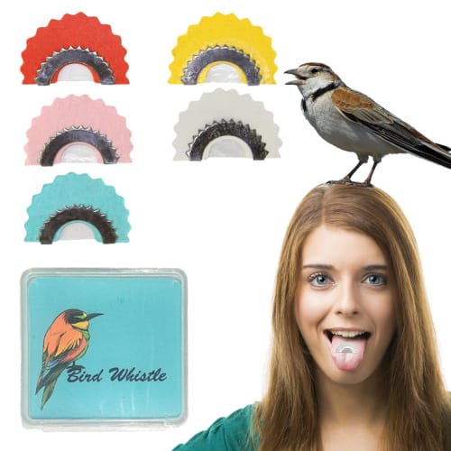 Mendoule Bird Call Whistles, Magical Bird Calling Tongue Whistles, Metal, 5-Piece Bird Call, Tongue Whistle Toy, Tweeting Noisemaker - Have Fun Creati