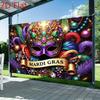 2D Luxurious Mardi Gras Mask Backdrop for Live Streaming & Room Decor