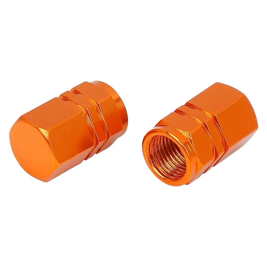 X AUTOHAUX Tire Stem Valve Cap Wheel Valve Cover Car Dustproof Hexagon Aluminum Alloy Tire Cap 4pcs Orange