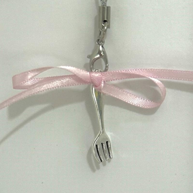 Ribbon Bowknot Phone Strap Fork Pendant Phone Chain Detachable Bows Phone Lanyard Keychain for Bag Backpack Kerying Gift