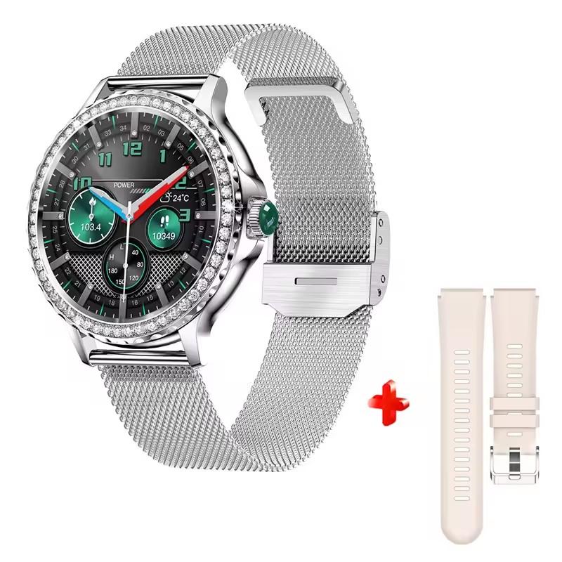 

LUCKY START Rose Gold Smart Watch Bluetooth Call Lady 100+ Sports Mode Fitness Health Monitor Women Smartwatch for IOS Android NX19 mesh belt