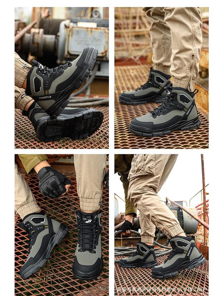 Top-Selling High-Top Microfiber Leather Safety Boots - Outdoor Mountaineering Steel Toe, Anti-Smash, Anti-Puncture, Wear-Resistant.