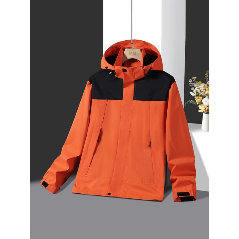 Unisex Waterproof Windproof Hiking Jacket With Detachable Hood Lightweight Outdoor Raincoat Trekking Camping Cycling