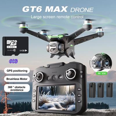 2025 רחפן מקצועי חדש GT6MAX 8K HD מצלמה כפולה GPS חזרה חכמה 5G WIFI הימנעות ממכשולים RC ללא מנוע מברשות קוואדקופטר מתקפל שליטת מסך