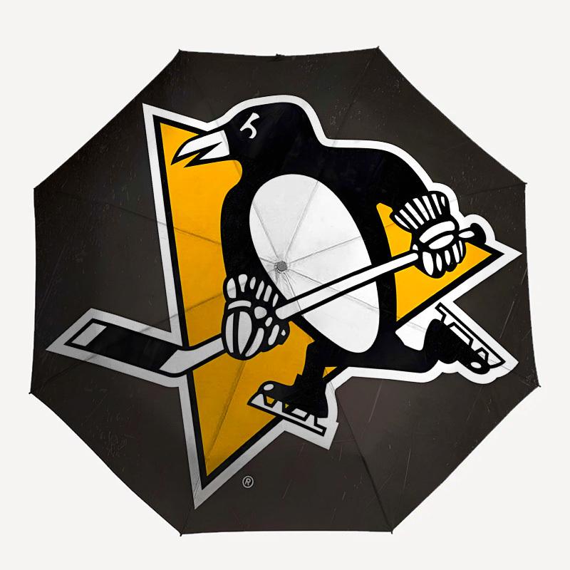 Pinguine Hockey Automatisches Öffnen und Schließen, 8 Rippen Struktur Tragbarer Regenschirm, Geeignet für Männer und Frauen in Allen Jahreszeiten Perfektes Geschenk fo