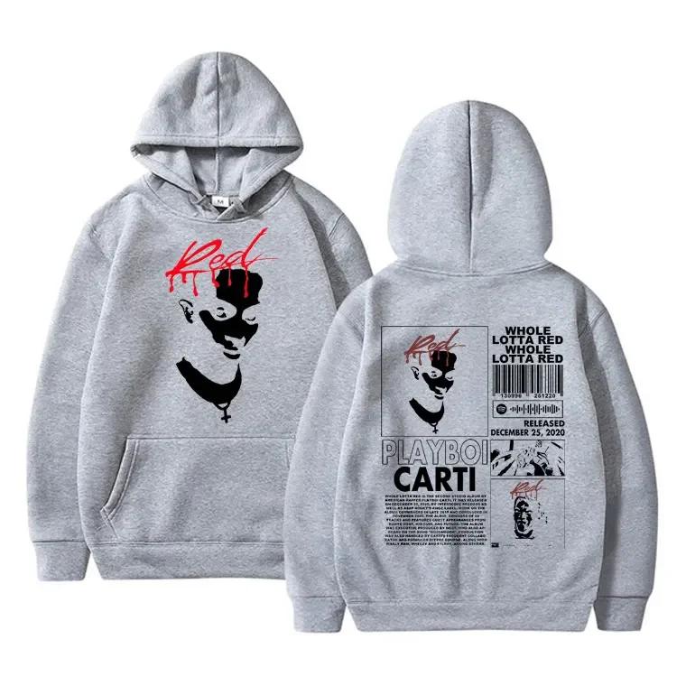 Playboi Carti Hip-hop Rapper Rock Print Men Oversized Hoodie Sporty Street Fashion Fleece Autumn Winter Long-sleeve Sweatshirt