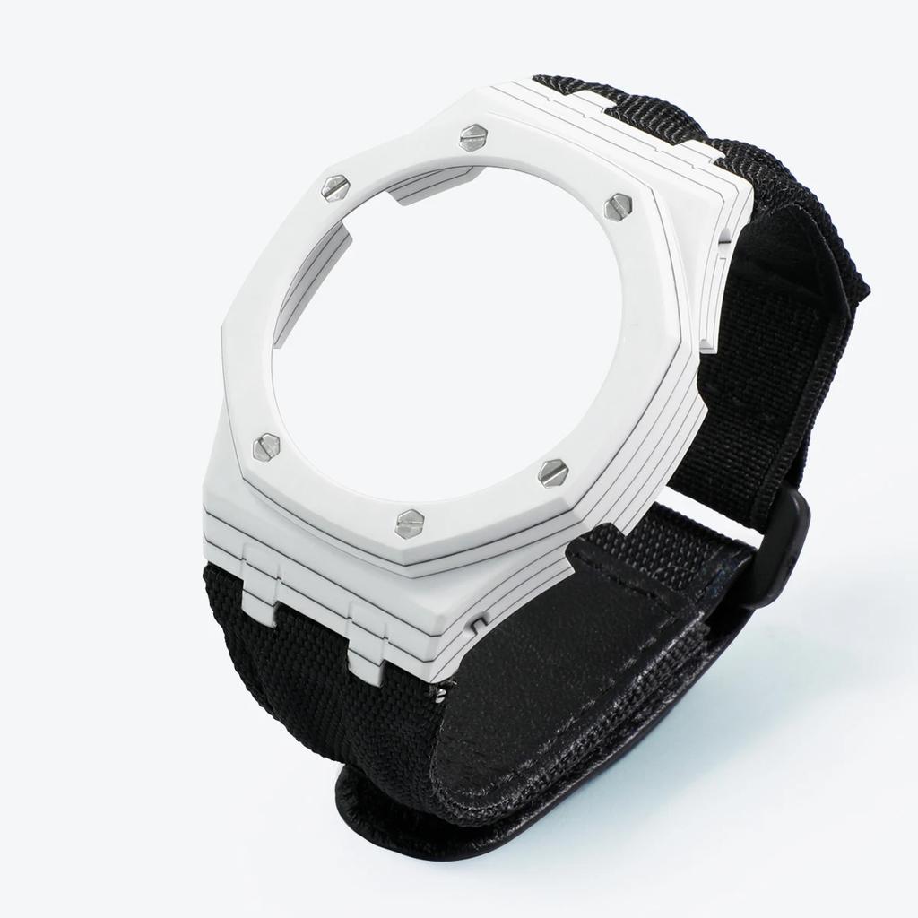 GA-2100 Carbon Fiber Case & Nylon Strap Set for Casio GA2100/2110/B2100/GM2100/GBM2100-Shock Resistant Watch Mod Kit Accessories