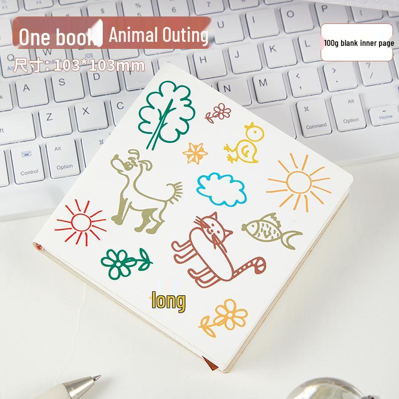 Stylish Cartoon Stamp Mini Notebook: Cute, High-Value, Simple Square Pocket Journal