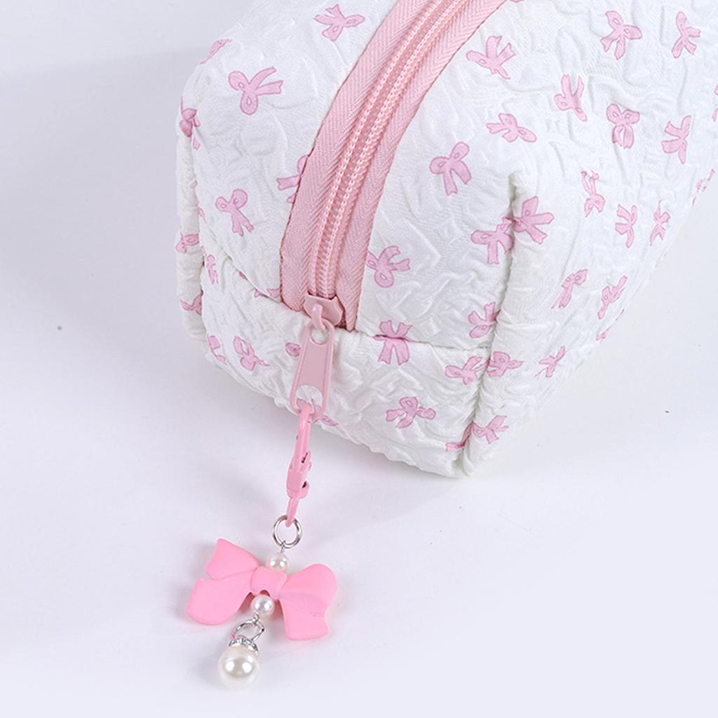 1pc Bow Tie Pattern Pencil Case, Creative Butterfly Tie Zipper Pearl Pendant, Fashion School Supplies - Back To School Essential