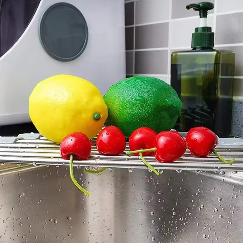 Roll Up Triangle Dish Drying Rack Kitchen Sink Organizer Corner Over The Sink Sponge Rag Holder Foldable Stainless Steel Drainer