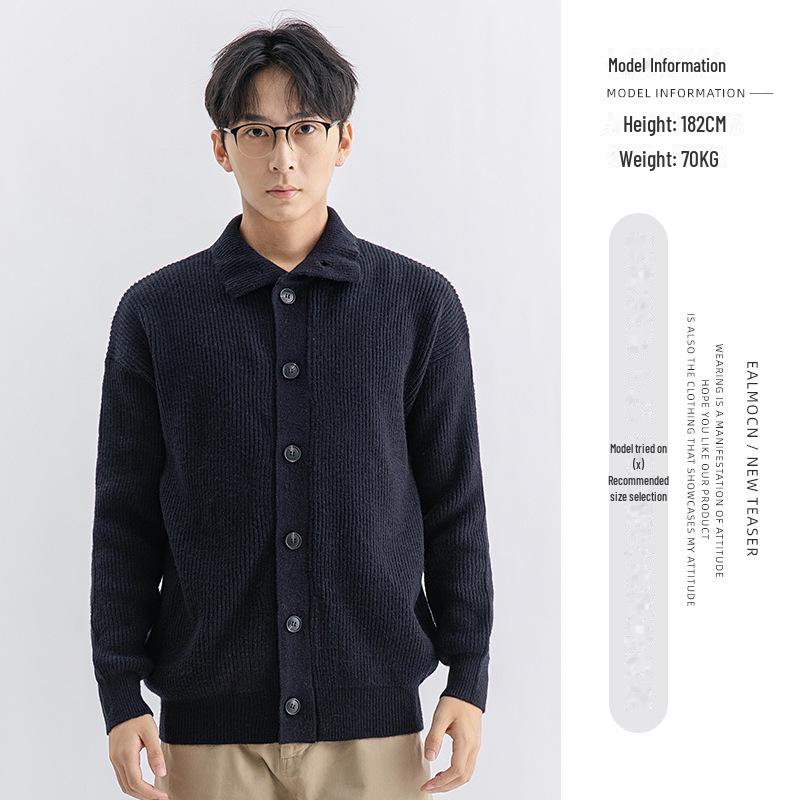 Yimeng Men's Winter High-End Long Sleeve Casual Knitted Sweater Jacket