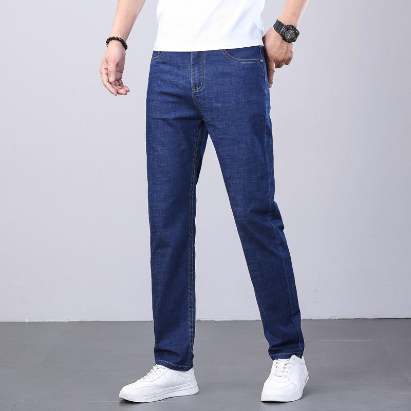 Men'S Jeans Autumn And Winter New Trend Retro Men'S Pants Elastic Straight Leg Pants With Added Fleece And Increased Casual Size