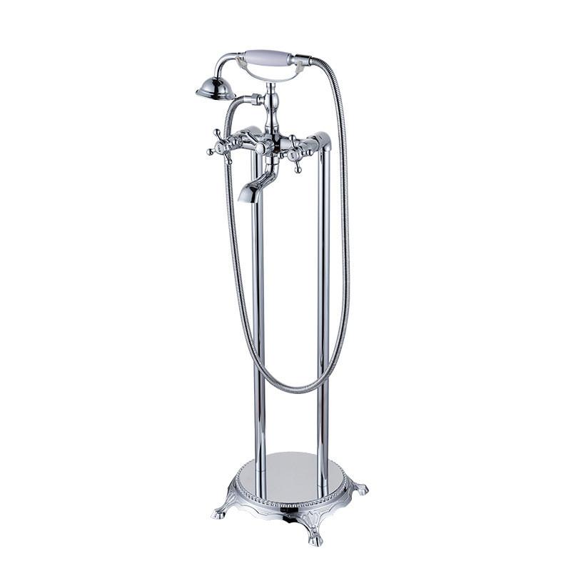 Antique Bronze Bathroom Bathtub Faucet + Handheld Shower Free Standing Luxury BathTub Faucet Mixer Taps Floor Mounted Bathtub