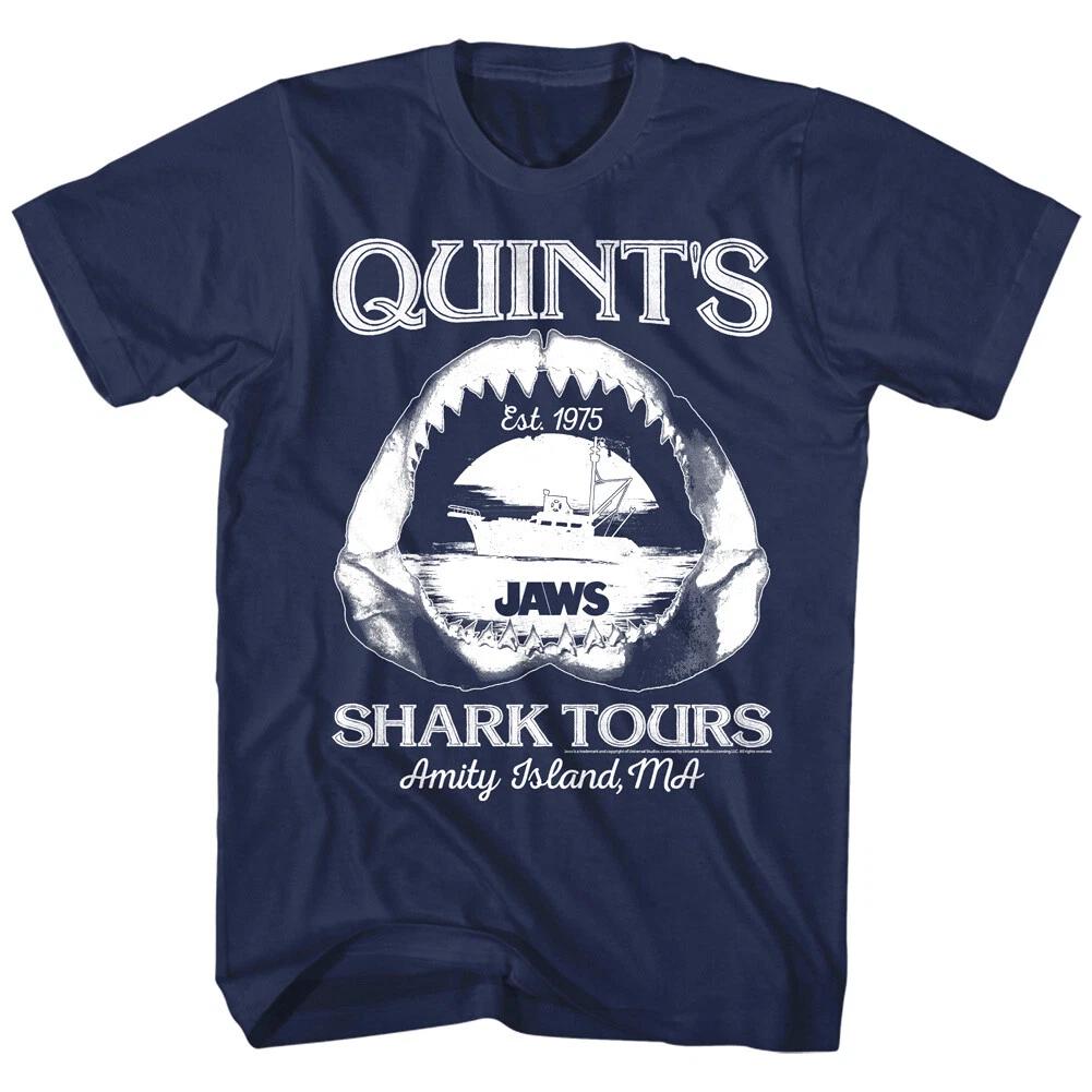 Jaws Quints Shark Tours Men s T Shirt Amity Island Ocean Boat Danger Teeth Movie 4XL
