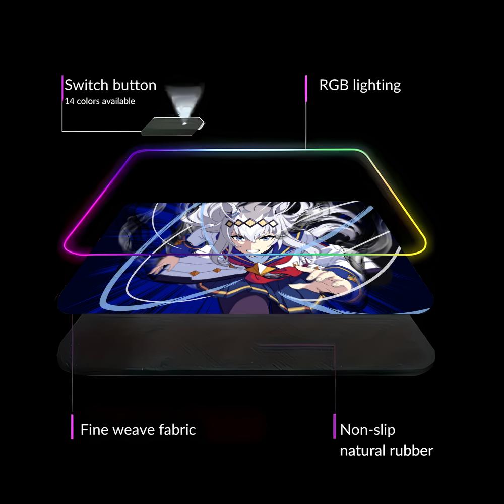 O-Oguri C-Cap Mouse Pad Animation Games Beautiful RGB Mouse Pad HD Gamer Large LED Light XXL PC Computer pad Non-slip Decor