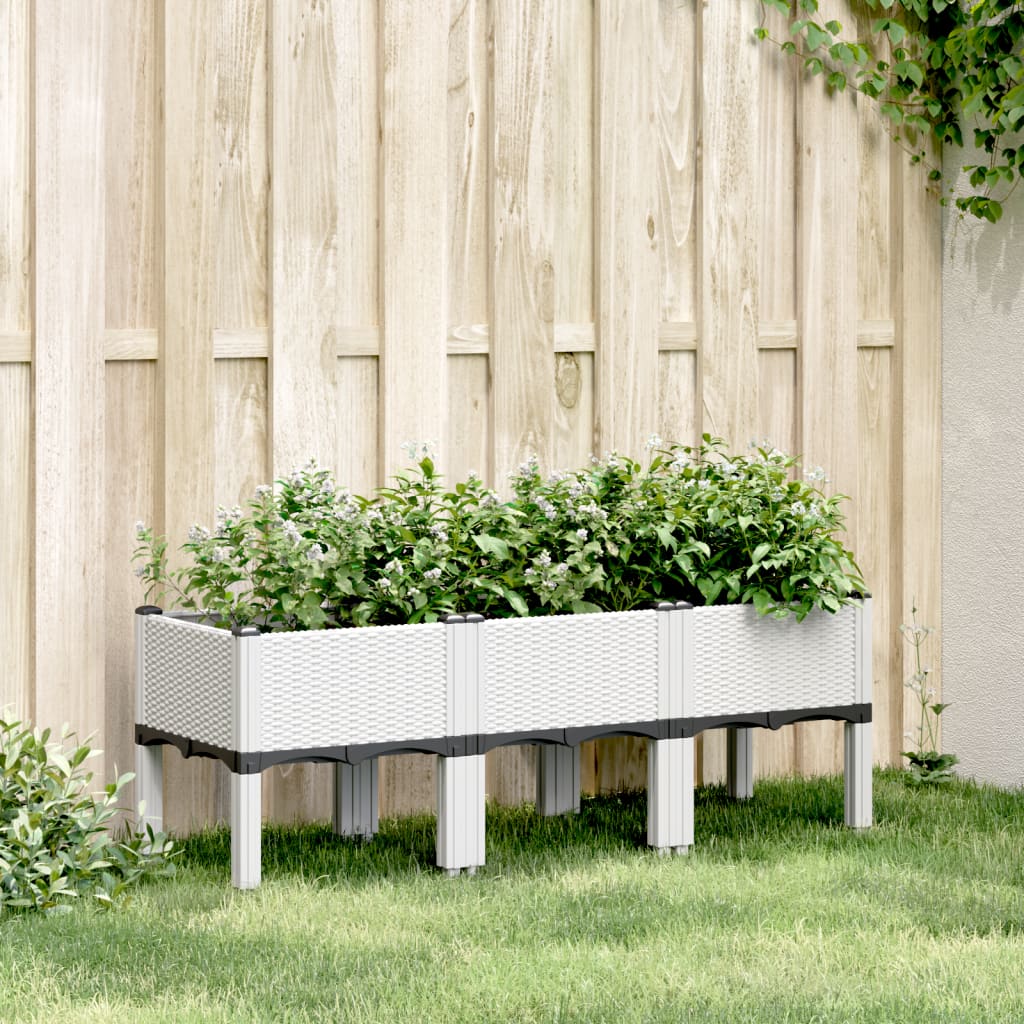 Planter with Legs White 120 x 40 x 42 cm PP