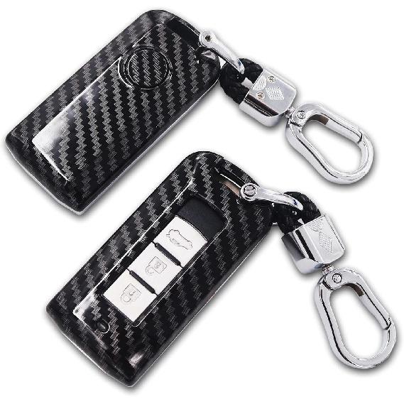 

Red Key Case Fob Chain Cover Compatible for Mitsubishi Eclipse Cross Outlander ASX Mirage RVR Lancer Montero Sport MK3 Accessories Key Bag Holder углеродного волокна черного