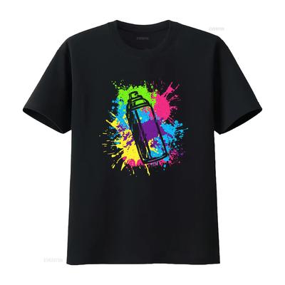 Fat Cap Graffiti Spray Paint Cans Street Art Artist T Shirt Colorful Design For Urban Style Vintage Washed Comfortable