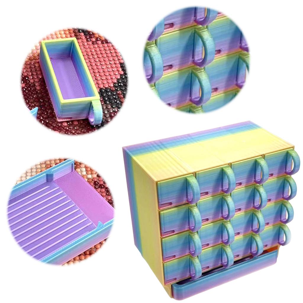16 Grid Diamond Painting Storage Containers with Trays Drilling Disc Rack Large Capacity for DIY Crafts Rhinestones Sorting Tray