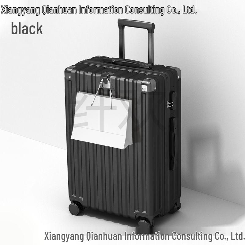 Durable Leather Carry-on Trolley Suitcase with Combination Lock for Students and Men