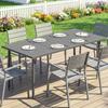Garden Dining Table for 6 Person, 165 X 80 Cm Rectangular Outdoor Dining Table with Slatted Top