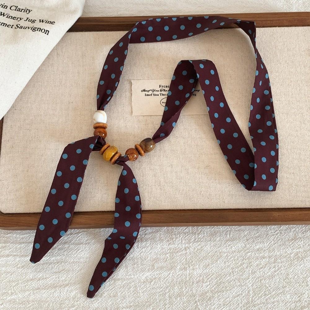 Print Pattern Beaded Scarf Leopard Print Sweater Chain Elegant Scarf Necklace  Women