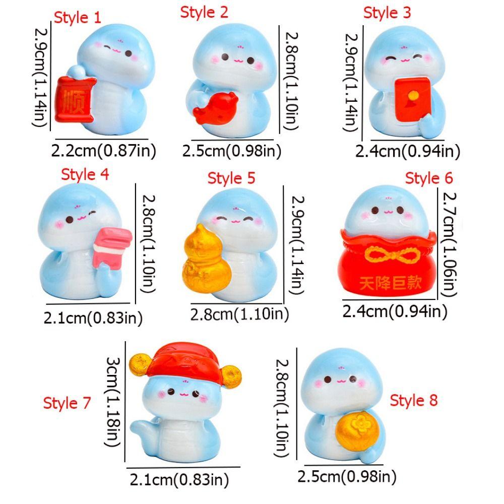 Cartoon Mini Snake Ornaments Resin Lucky Snake Figurine  For Home Decorations