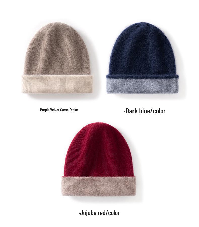 100% Pure Cashmere Unisex Foldable Knit Hat with Ear Protection