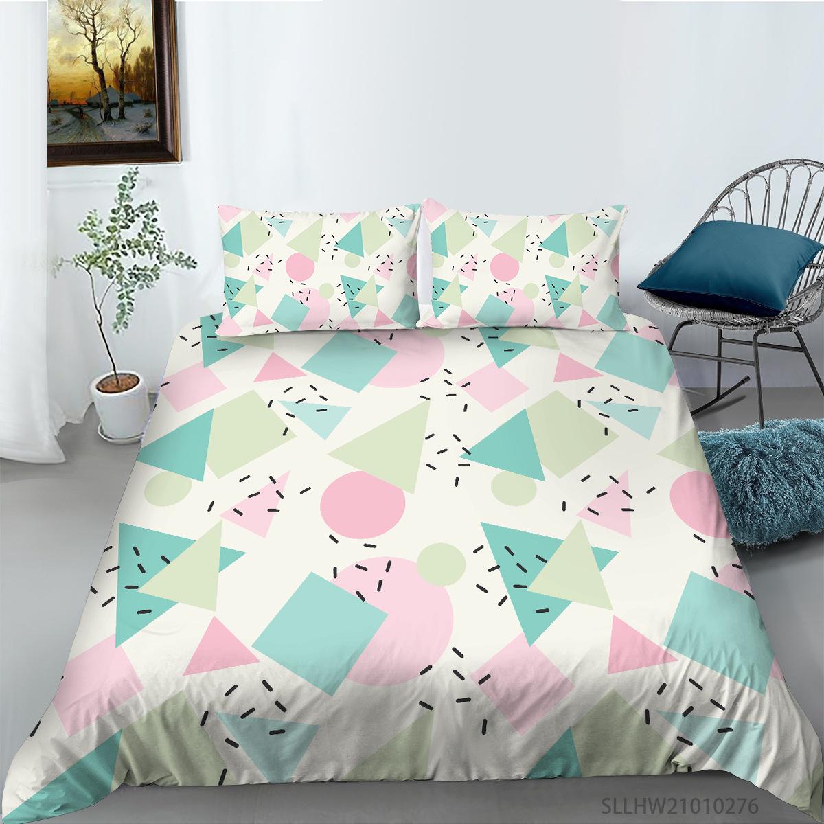 

Geometric Painting Series 3D Digital Printing Quilt Cover Pillowcase Three-Piece Set Polyester EU single 135*200
