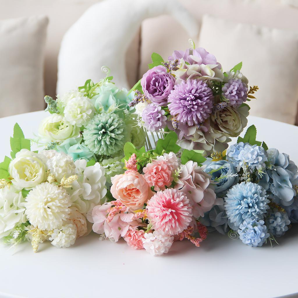 Peony and Rose Bouquet Realistic Silk Artificial Flowers Wedding Bridal Bouquet Home Garden Table Centerpiece Festival Decor