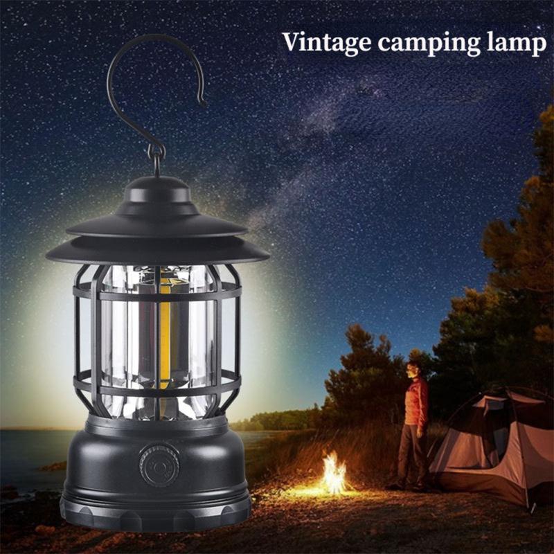 Outdoor Cob Camping Light Multifunctional Retro Portable Led Hanging Emergency Lamp Tent Light