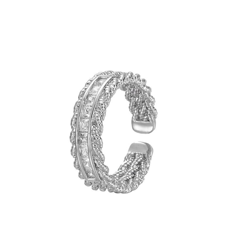 Voyage Zirconia Open Adjustable Ring: Elegant, Modern Design for Women