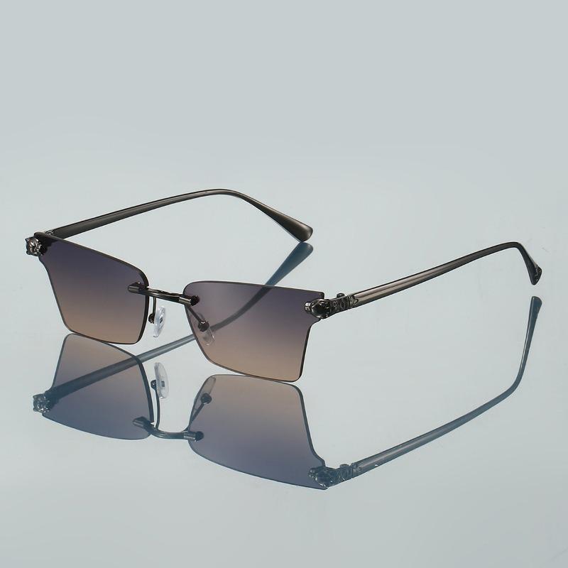 Randlose Cat-Eye-Sonnenbrille Damen Stilvoll Vintage Farbverlauf Mehrfarbiges Glas Ins Trendige Luxusmarke Designer Sonnenbrille