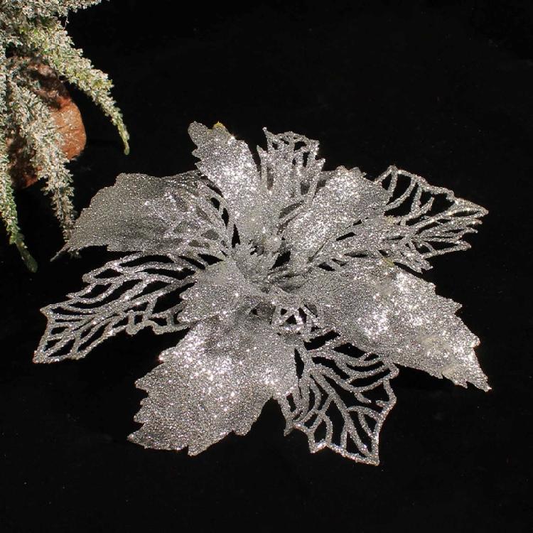Artificial Glitter Christmas Flower Set of 6 Decorative Wreaths Wedding Party