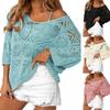 Copricostume da Spiaggia in Maglia da Donna S Scollo a V Lavorazione a Maglia Larga Manica a Tre Quarti