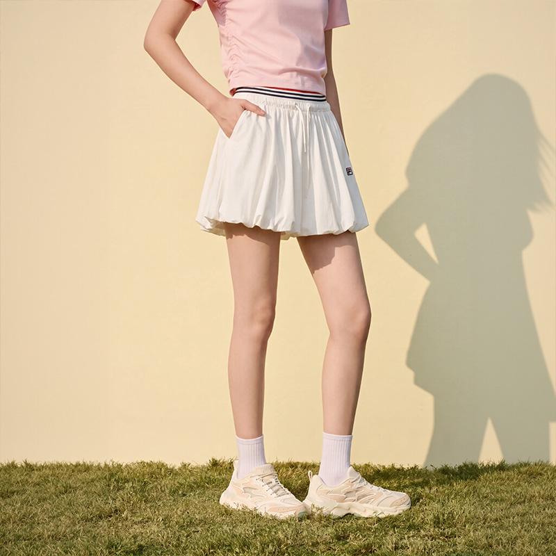 Fila Archive Series Minimalist Fashion Brand Logo Design Skirt Pants Casual Skirt Women Skirts Cloud-White F11W527301F-WT