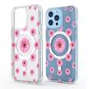 Pink Daisy Magnetic Transparent Case for iPhone 15/16/17 Pro Max