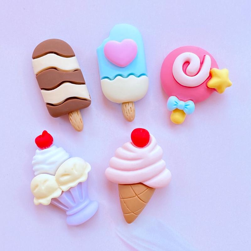 10Pcs New Mixed Cute Simulation Ice Cream Flat Back Resin Cabochons Scrapbooking DIY Jewelry Craft Decoration Accessorie K67
