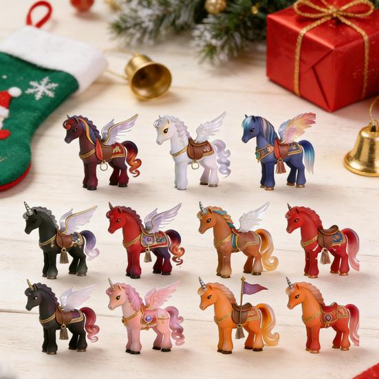 2026 Advent Calendar Pegasus Acrylic Figure Set 2D Flat Wall Decor Fun Collectibles for Kids Colorful Fantasy Decorations for Room Party & Gifts