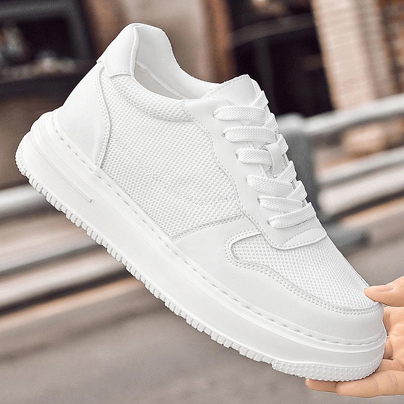 New Thick Bottom Men's Leather Casual Shoes Comfortable Sneakers Lightweight Male Skateboard Footwear Non Slip Tenis Masculino