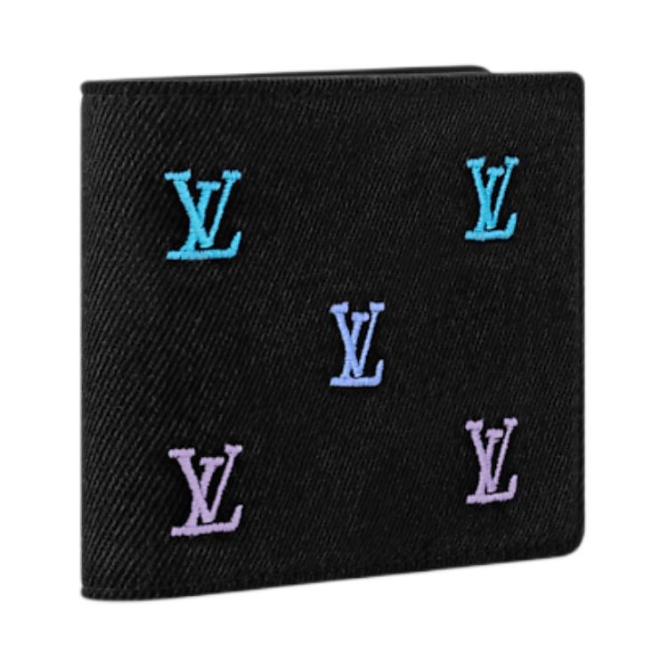 Louis Vuitton Carteira Jeans Bordada Múltipla Carteira Feminina Azul Degradê M13964