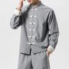 Autumn Men Chinese Style Vintage Jacket Cotton Long Sleeve Shirts Man Oversized Button Down Shirt Retro Blouse Streetwear Tops